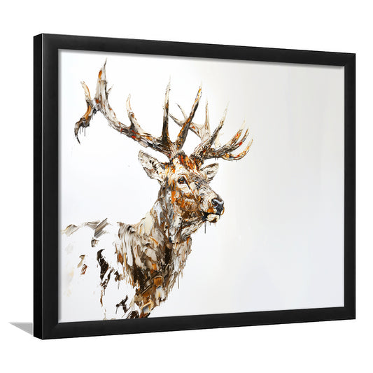 Elk With Antlers Knife Painting, Hunting Art Decor, Painting Art, Framed Art Print Wall Decor, Framed Picture