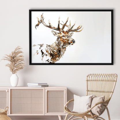 Elk With Antlers Knife Painting, Hunting Art Decor, Painting Art, Floating Framed Canvas Print Wall Art
