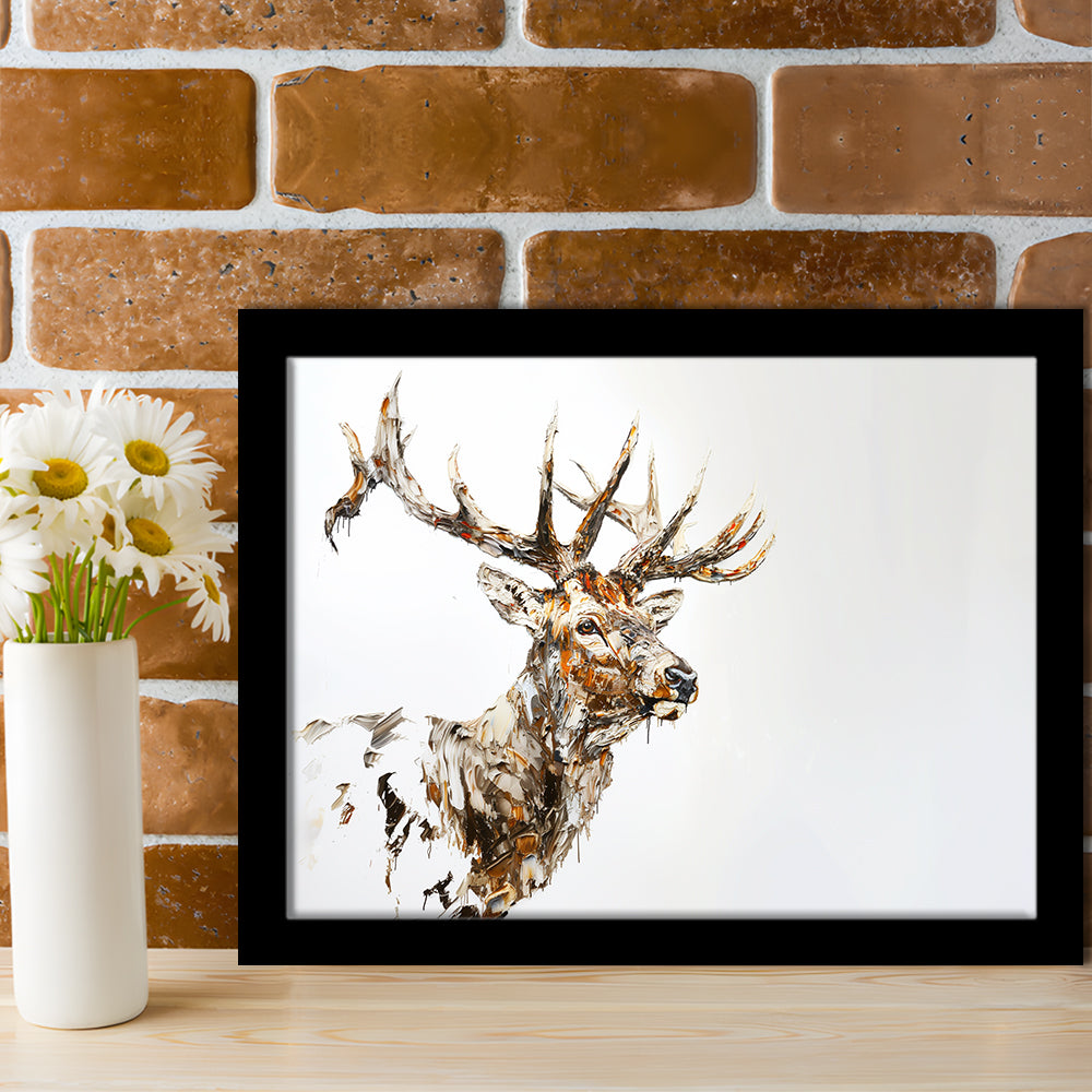 Elk With Antlers Knife Painting, Hunting Art Decor, Painting Art, Framed Art Print Wall Decor, Framed Picture
