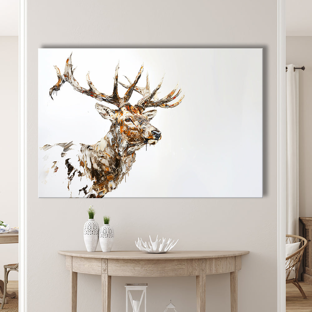 Elk With Antlers Knife Painting, Hunting Art Decor, Painting Art, Canvas Print Wall Art Home Decor