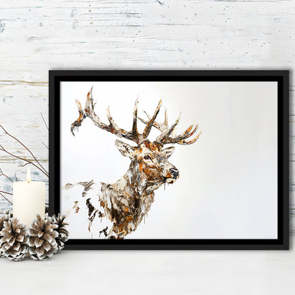 Elk With Antlers Knife Painting, Hunting Art Decor, Painting Art, Floating Framed Canvas Print Wall Art