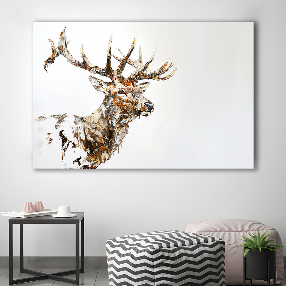 Elk With Antlers Knife Painting, Hunting Art Decor, Painting Art, Canvas Print Wall Art Home Decor
