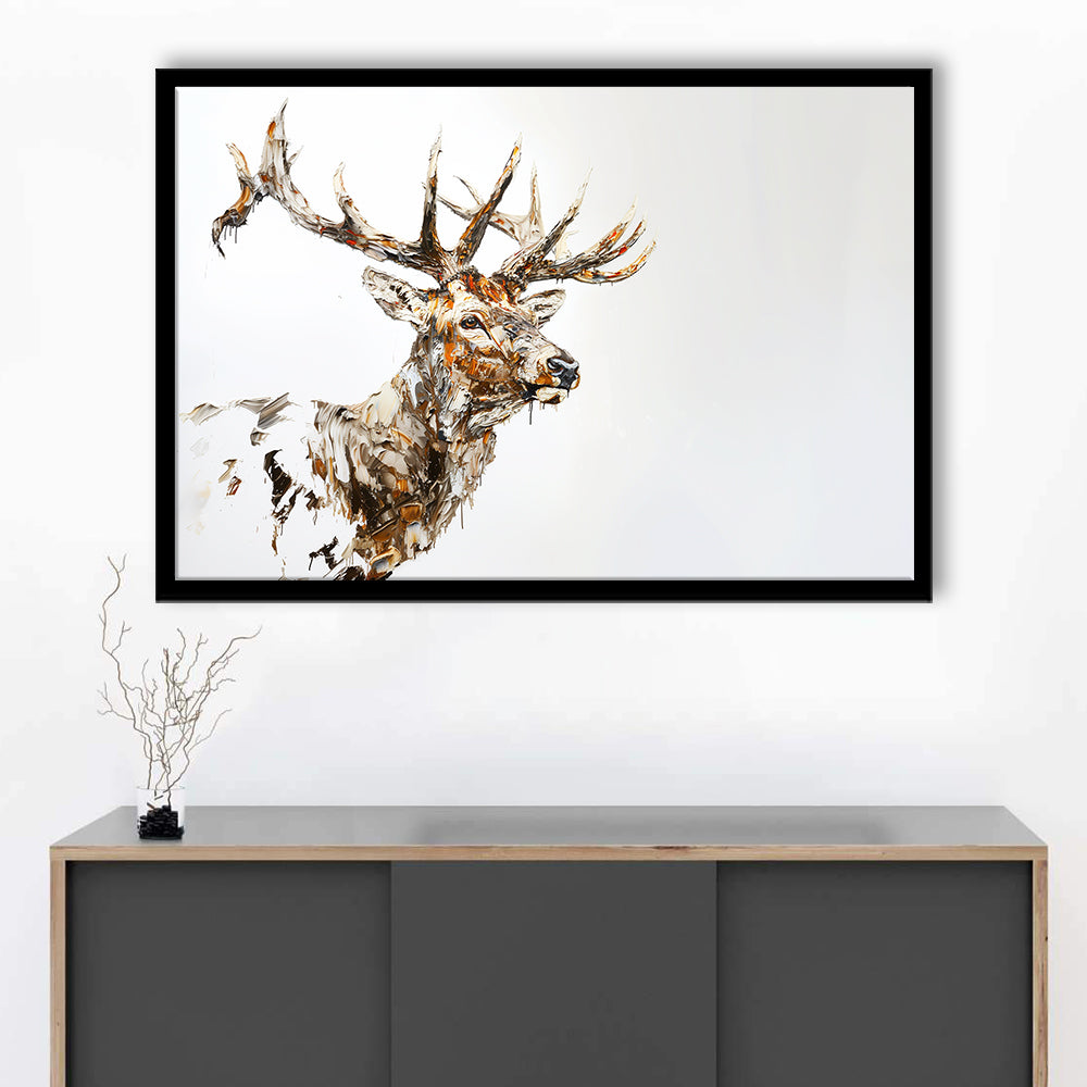 Elk With Antlers Knife Painting, Hunting Art Decor, Painting Art, Framed Art Print Wall Decor, Framed Picture