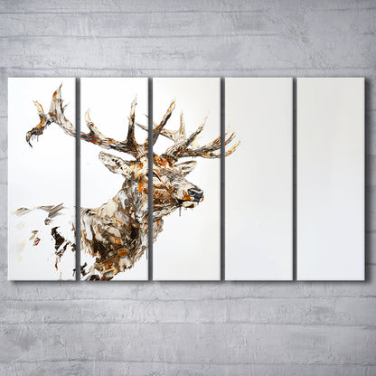 Elk With Antlers Knife Painting, Hunting Art, Painting Art, Multi Panels Canvas Print Wall Art