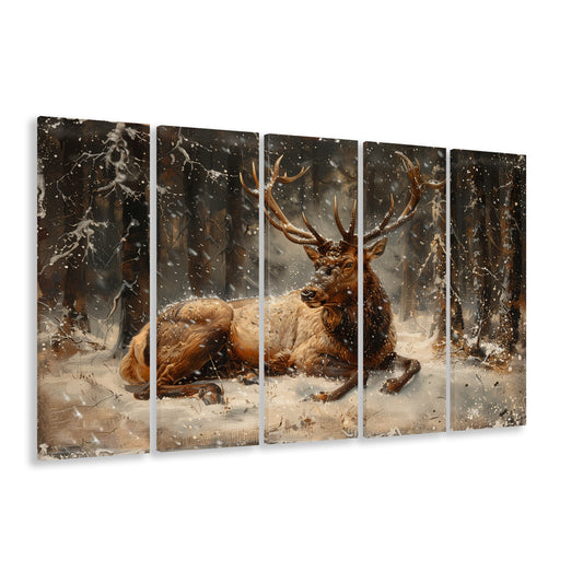Elk With Antlers Vintage Painting, Hunting Art, Painting Art, Multi Panels Canvas Print Wall Art