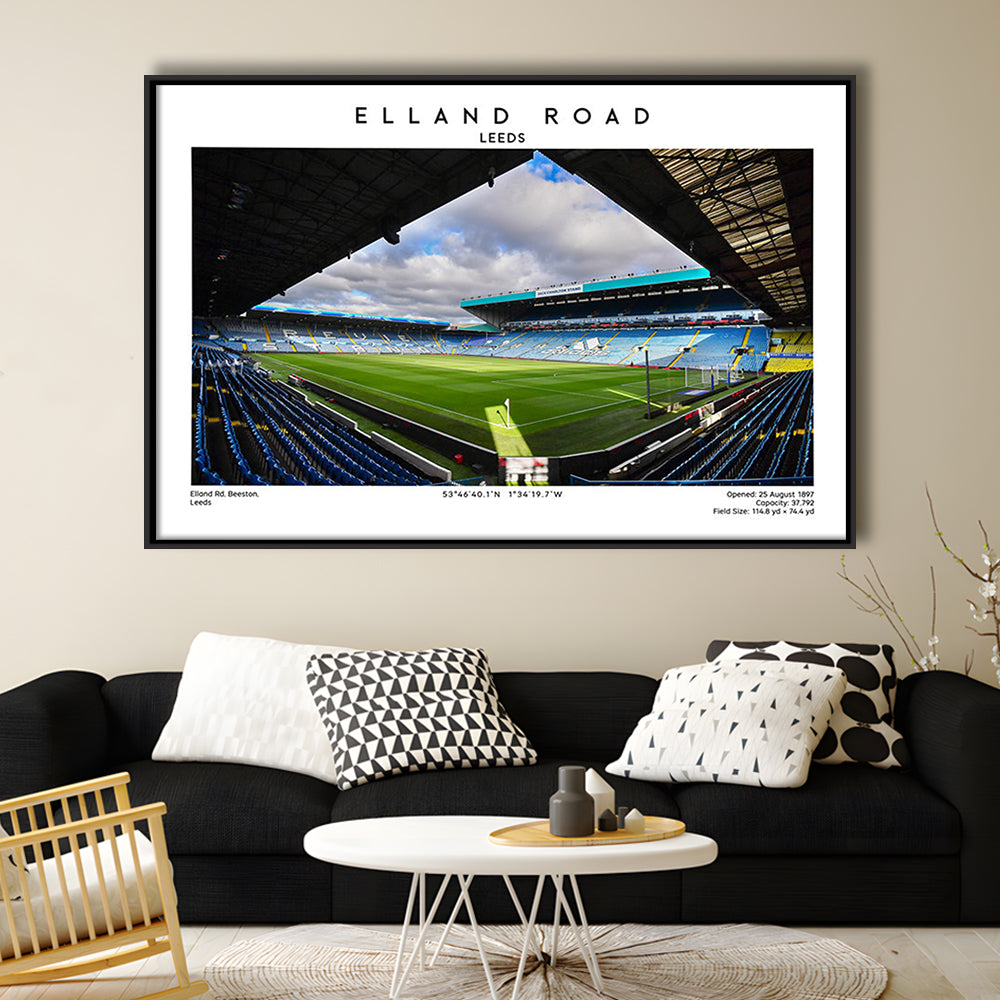 Elland Road Stadium, Leeds Football Stadium Wall Art Print, Soccer Fans, Framed Canvas Print Wall Art