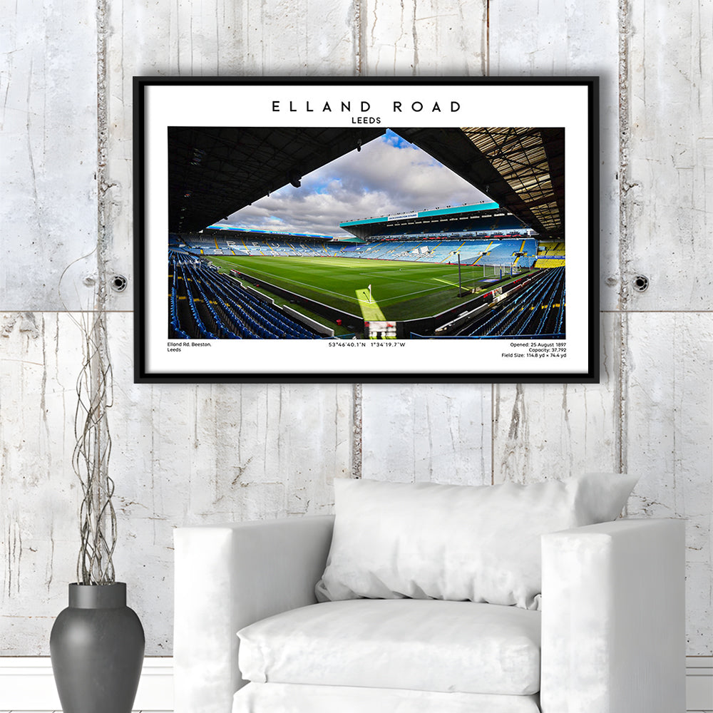 Elland Road Stadium, Leeds Football Stadium Wall Art Print, Soccer Fans, Framed Canvas Print Wall Art