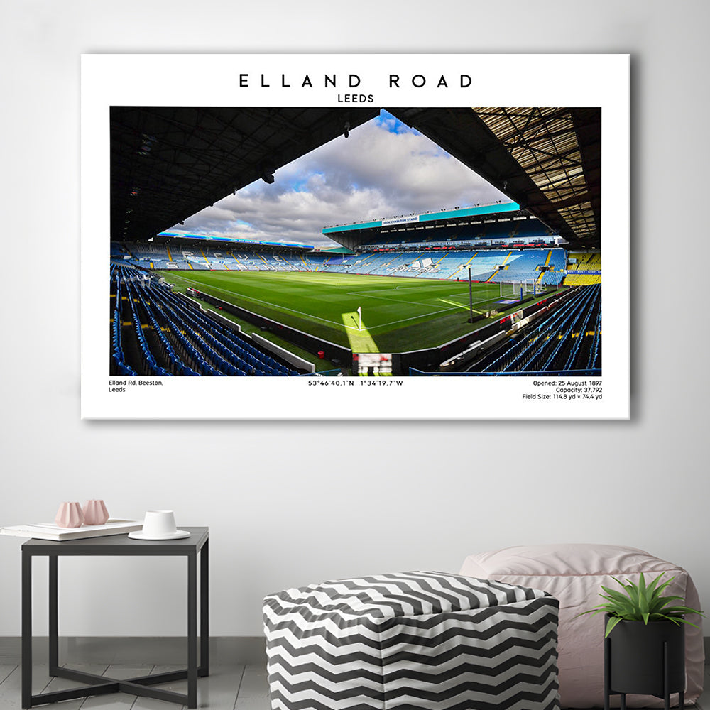 Elland Road Stadium, Leeds Football Stadium Wall Art Print, Soccer Fans, Canvas Print Wall Art, Man Cave Gift