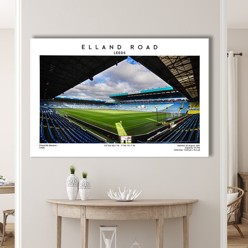 Elland Road Stadium, Leeds Football Stadium Wall Art Print, Soccer Fans, Canvas Print Wall Art, Man Cave Gift