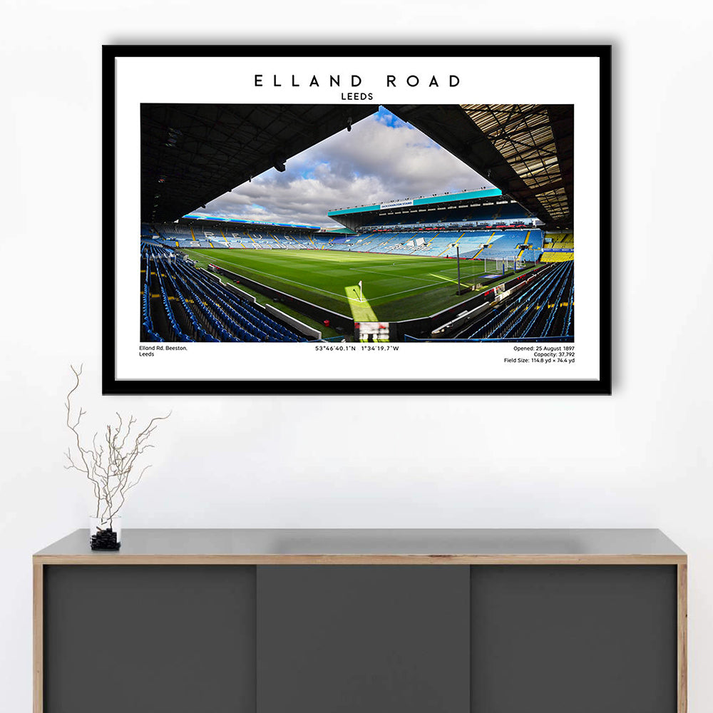Elland Road Stadium, Leeds Football Stadium Wall Art Print, Soccer Fans, Framed Art Print Wall Decor