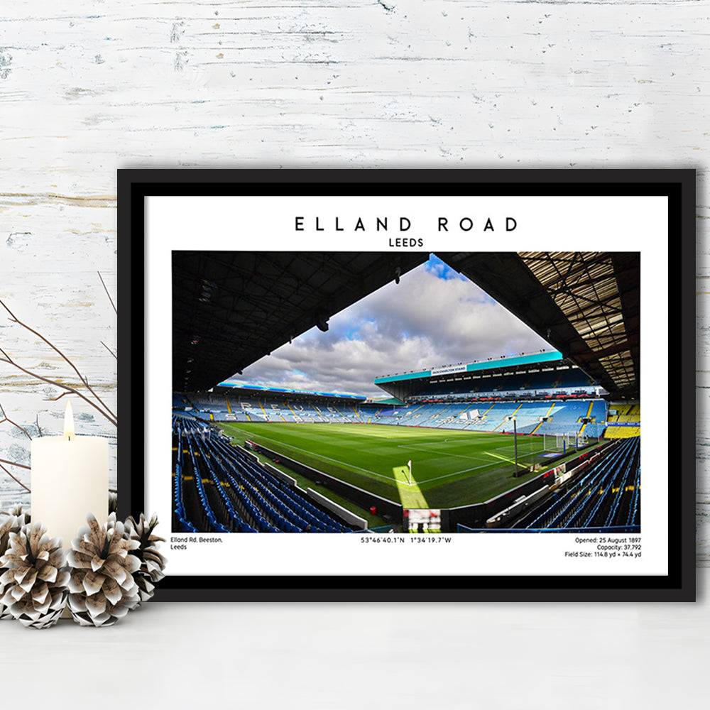 Elland Road Stadium, Leeds Football Stadium Wall Art Print, Soccer Fans, Framed Canvas Print Wall Art