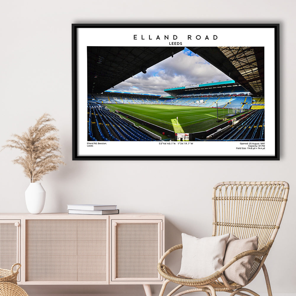 Elland Road Stadium, Leeds Football Stadium Wall Art Print, Soccer Fans, Framed Canvas Print Wall Art