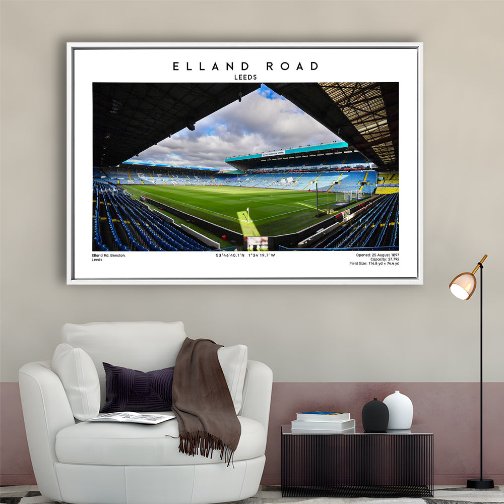 Elland Road Stadium, Leeds Football Stadium Wall Art Print, Soccer Fans, Framed Canvas Print Wall Art