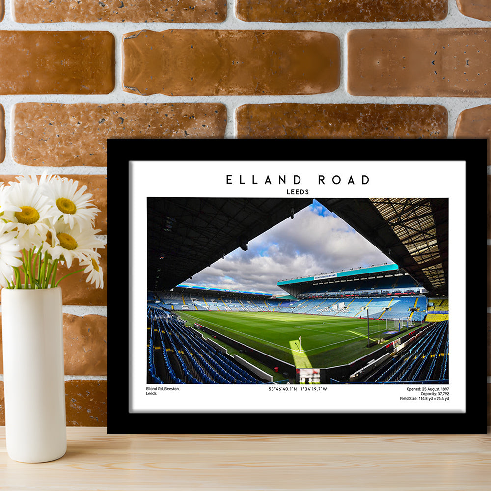Elland Road Stadium, Leeds Football Stadium Wall Art Print, Soccer Fans, Framed Art Print Wall Decor