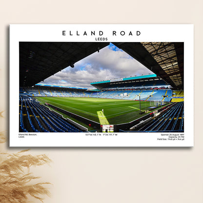 Elland Road Stadium, Leeds Football Stadium Wall Art Print, Soccer Fans, Canvas Print Wall Art, Man Cave Gift