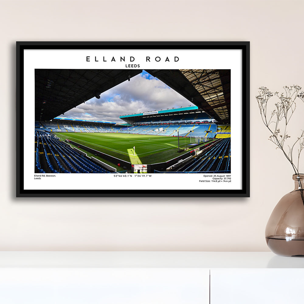 Elland Road Stadium, Leeds Football Stadium Wall Art Print, Soccer Fans, Framed Canvas Print Wall Art