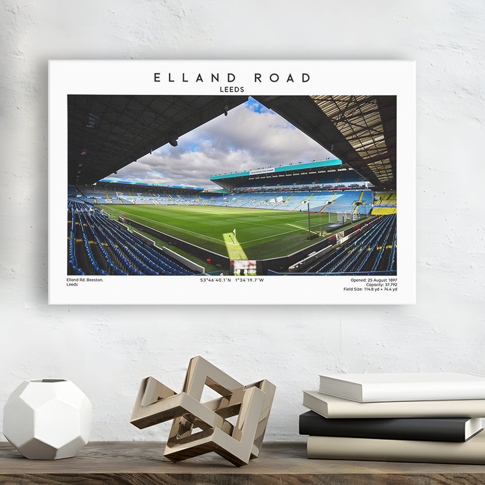 Elland Road Stadium, Leeds Football Stadium Wall Art Print, Soccer Fans, Canvas Print Wall Art, Man Cave Gift