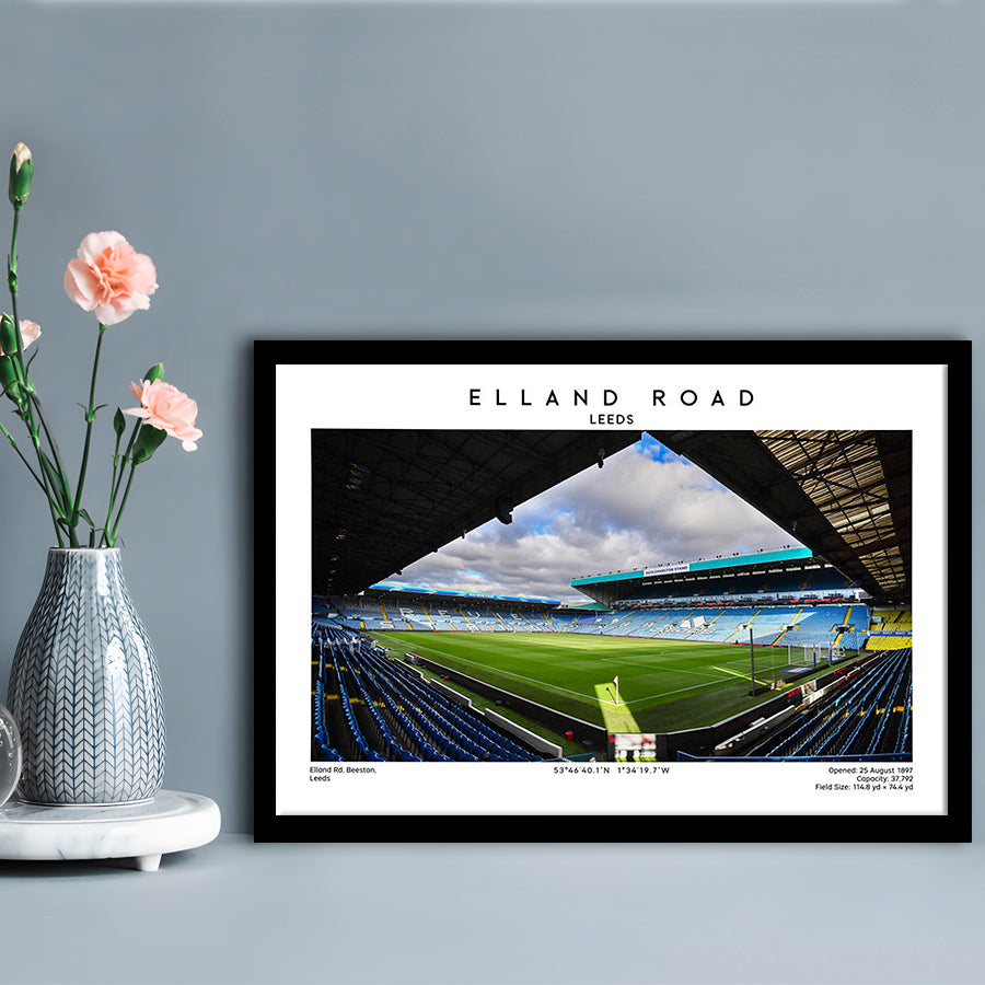 Elland Road Stadium, Leeds Football Stadium Wall Art Print, Soccer Fans, Framed Art Print Wall Decor