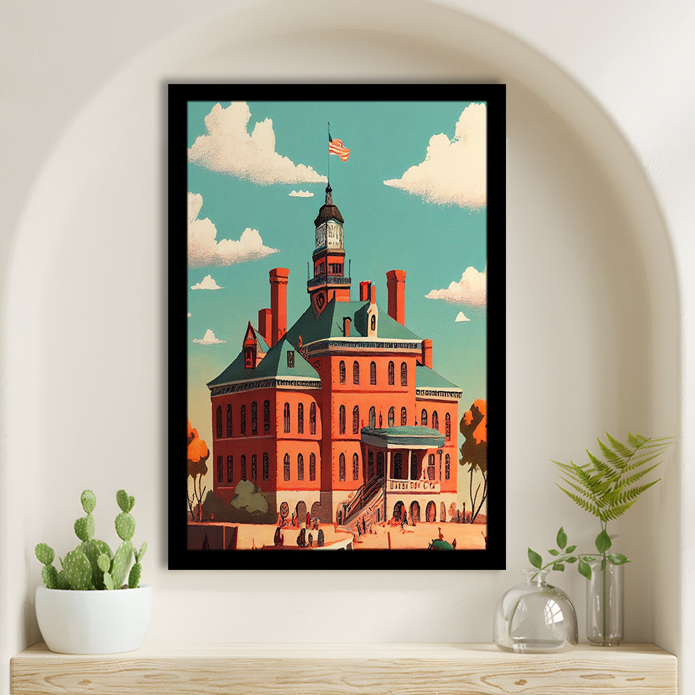 Ellis Island Retro Art Print, Ellis Island City Wall Art, Framed Art Print, Picture Framed, Painting Art