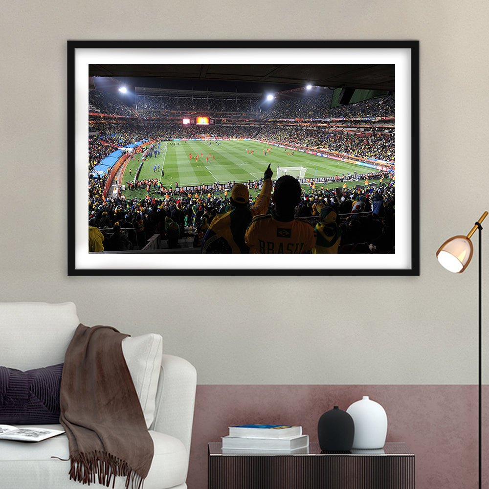 Ellis Park Stadium, Stadium Canvas, Sport Art, Gift for him, White Border Framed Art Print Wall Decor