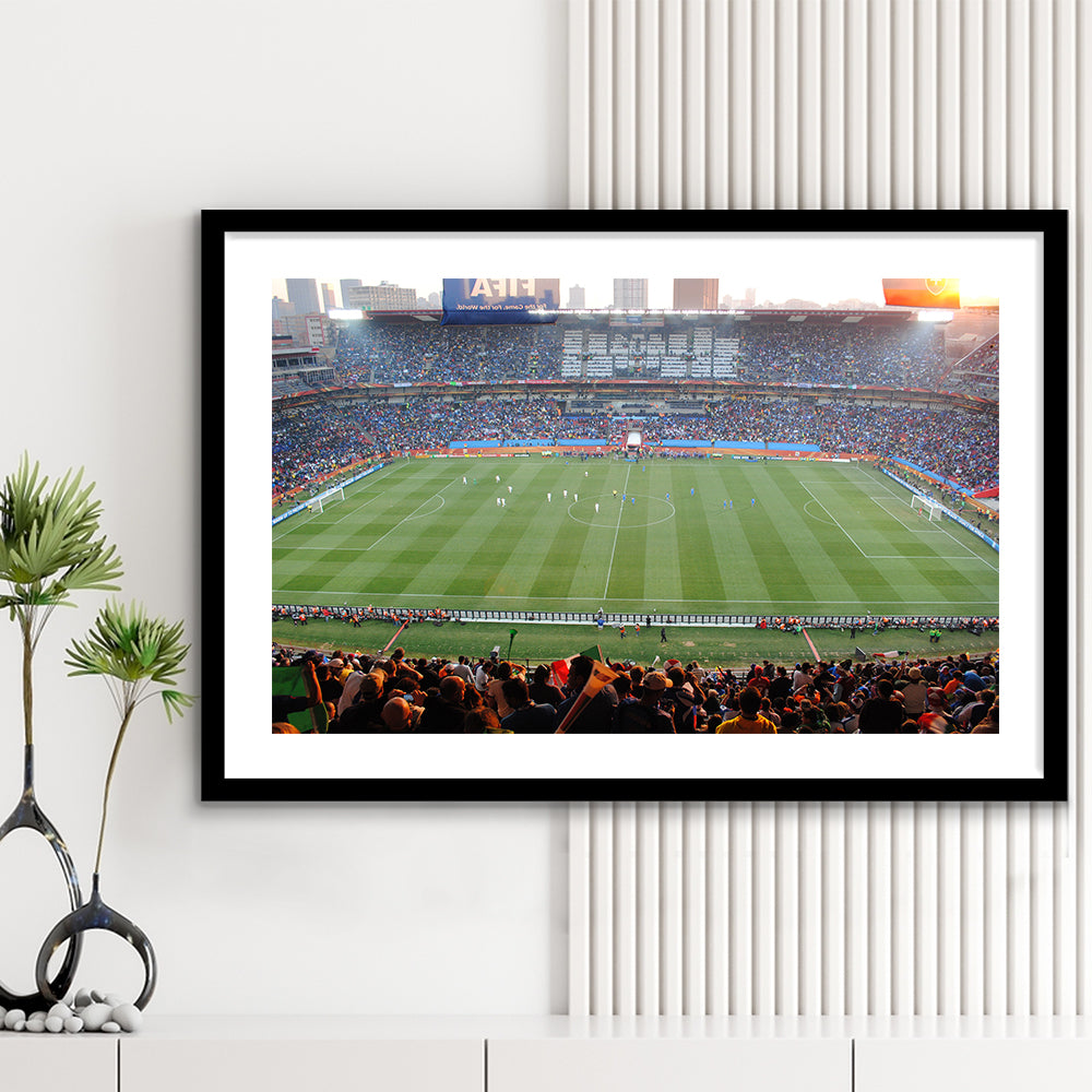 Ellis Park Stadium in South Africa, Stadium Canvas, Sport Art, Gift for him, White Border Framed Art Print Wall Decor