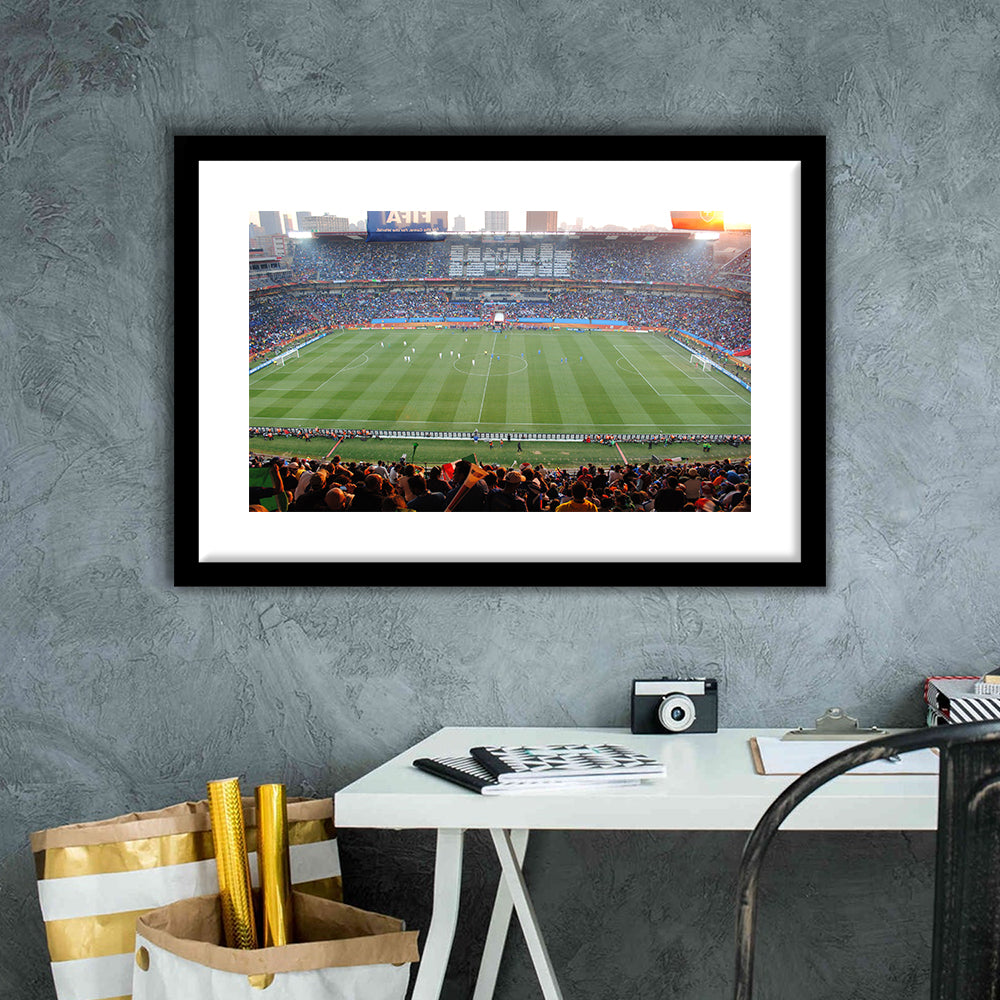 Ellis Park Stadium in South Africa, Stadium Canvas, Sport Art, Gift for him, White Border Framed Art Print Wall Decor