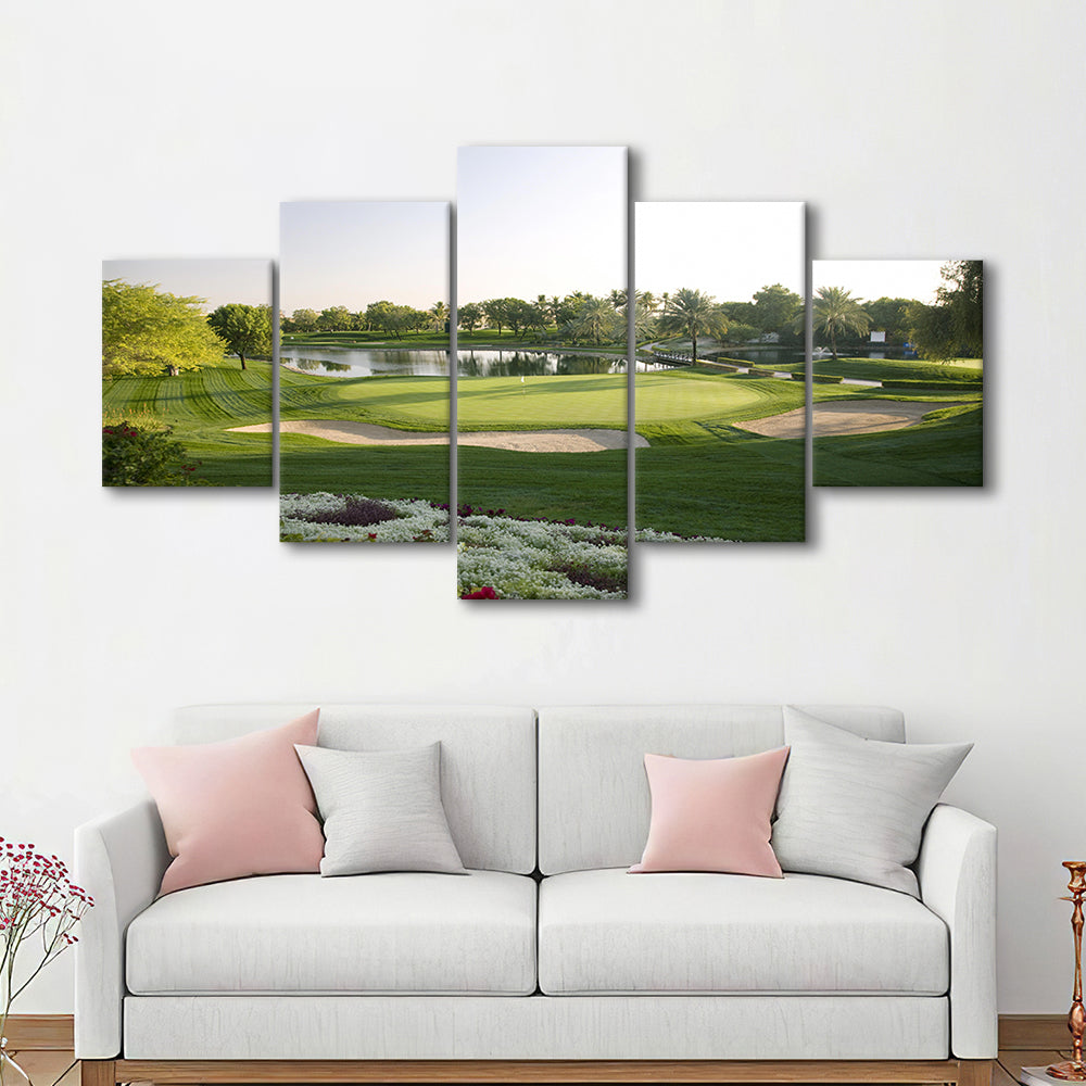 Emirates GC (Majlis) Golf Courses At Dubai UAE, Golf Art Print, 5 Pieces Mixed Canvas Print Wall Art