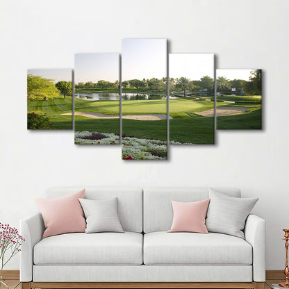 Emirates GC (Majlis) Golf Courses At Dubai UAE, Golf Art Print, 5 Pieces Mixed Canvas Print Wall Art