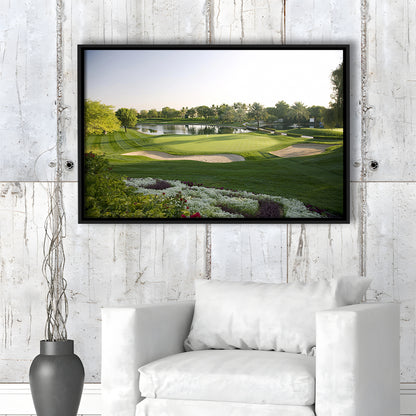 Emirates GC (Majlis) Golf Courses At Dubai UAE, Floating Framed Canvas Print Wall Art