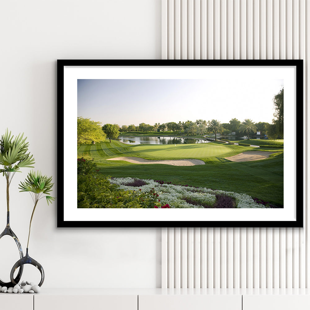 Emirates GC (Majlis) Golf Courses At Dubai UAE, Goft Art Print, Framed Art Print White Border Wall Decor