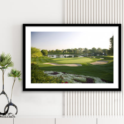 Emirates GC (Majlis) Golf Courses At Dubai UAE, Goft Art Print, Framed Art Print White Border Wall Decor