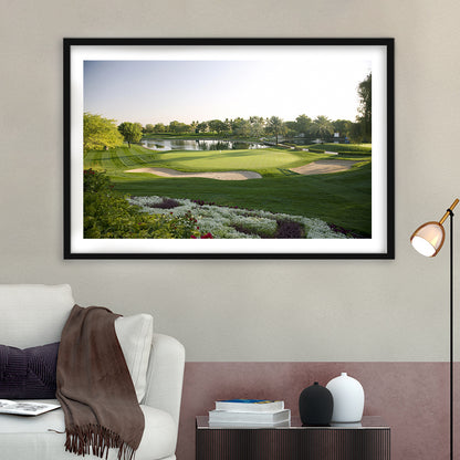 Emirates GC (Majlis) Golf Courses At Dubai UAE, Goft Art Print, Framed Art Print White Border Wall Decor