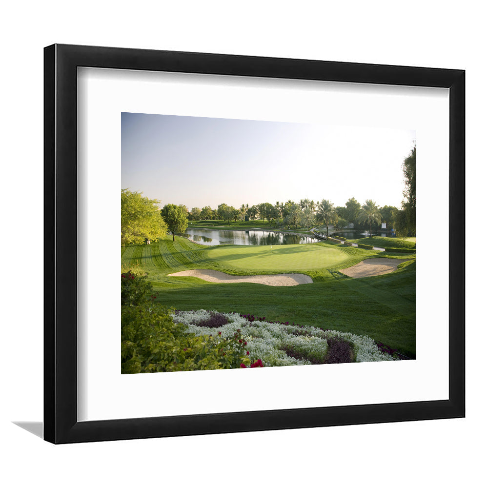 Emirates GC (Majlis) Golf Courses At Dubai UAE, Goft Art Print, Framed Art Print White Border Wall Decor