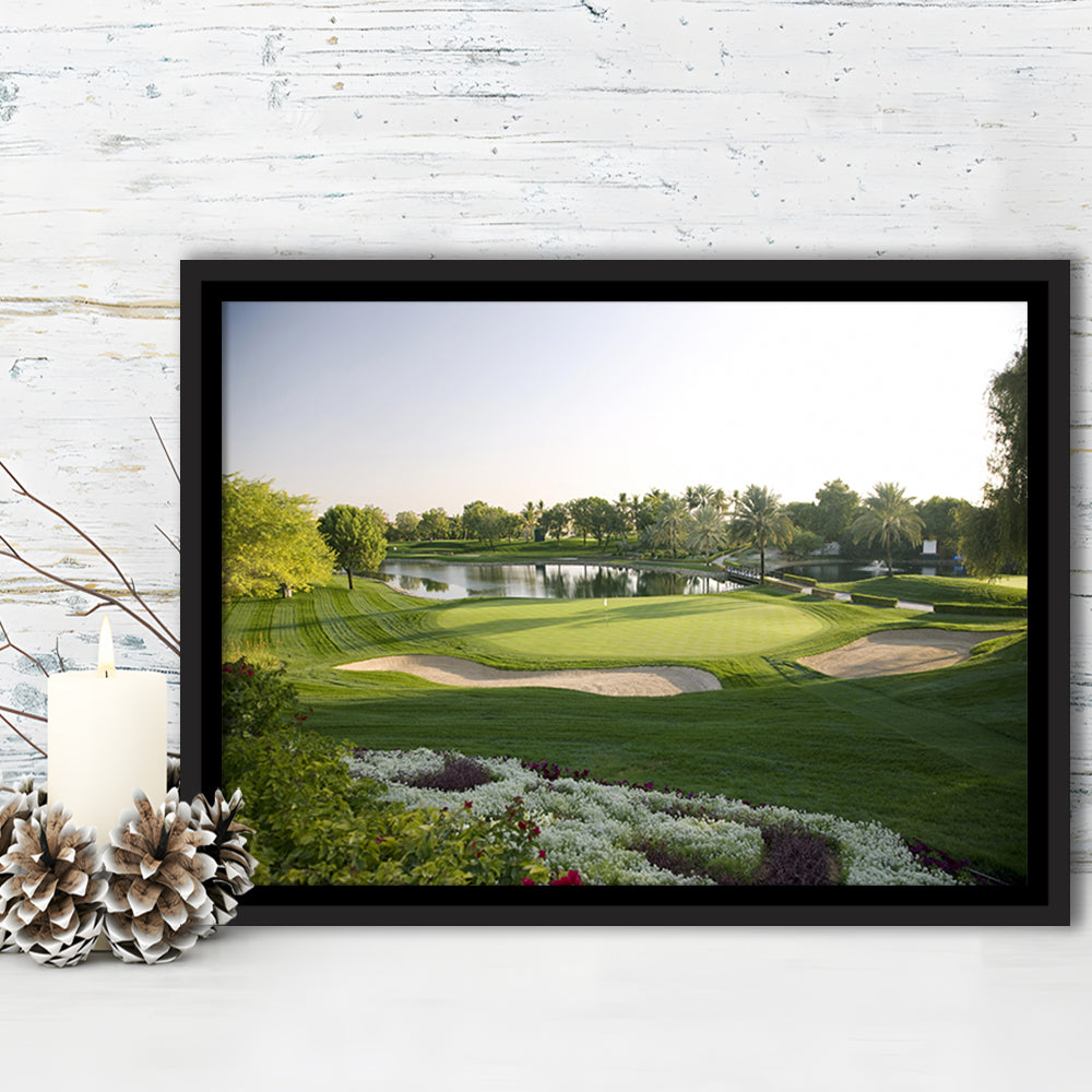 Emirates GC (Majlis) Golf Courses At Dubai UAE, Floating Framed Canvas Print Wall Art