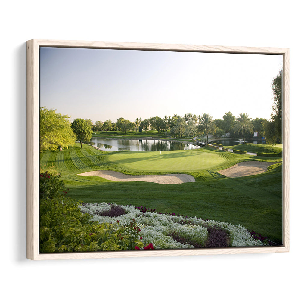 Emirates GC (Majlis) Golf Courses At Dubai UAE, Floating Framed Canvas Print Wall Art