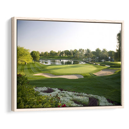 Emirates GC (Majlis) Golf Courses At Dubai UAE, Floating Framed Canvas Print Wall Art