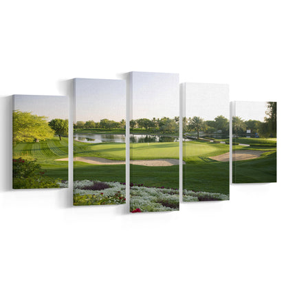 Emirates GC (Majlis) Golf Courses At Dubai UAE, Golf Art Print, 5 Pieces Mixed Canvas Print Wall Art