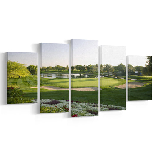 Emirates GC (Majlis) Golf Courses At Dubai UAE, Golf Art Print, 5 Pieces Mixed Canvas Print Wall Art