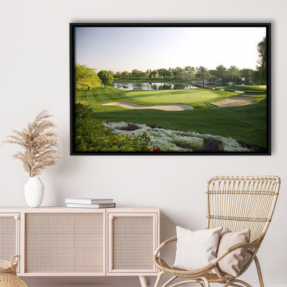 Emirates GC (Majlis) Golf Courses At Dubai UAE, Floating Framed Canvas Print Wall Art