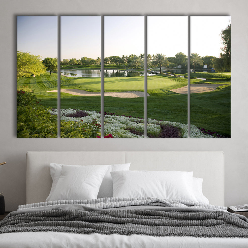 Emirates GC (Majlis) Golf Courses At Dubai UAE, Golf Art Print, Extra Large Canvas Print Wall Art