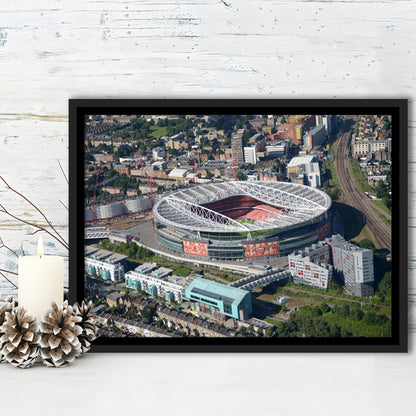 Emirates Stadium Aerial View, Stadium Canvas, Sport Art, Framed Canvas Print Wall Art, Floating Frame