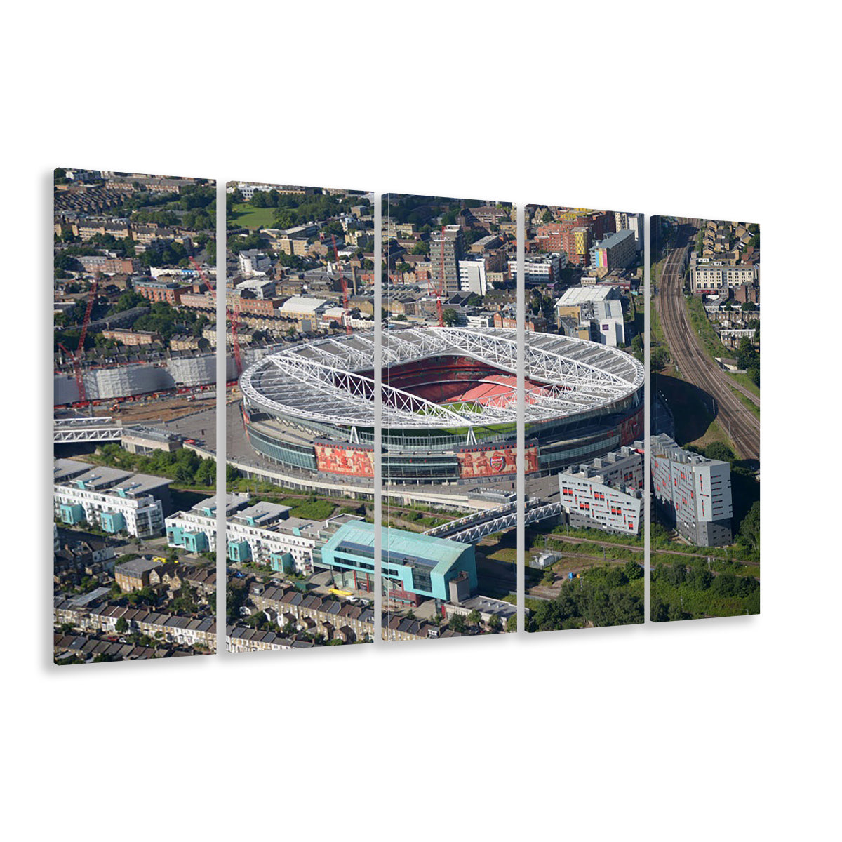 Emirates Stadium Aerial View, Stadium Canvas, Sport Art, 5 Panel B, Extra Large Canvas, Canvas Print Wall Art