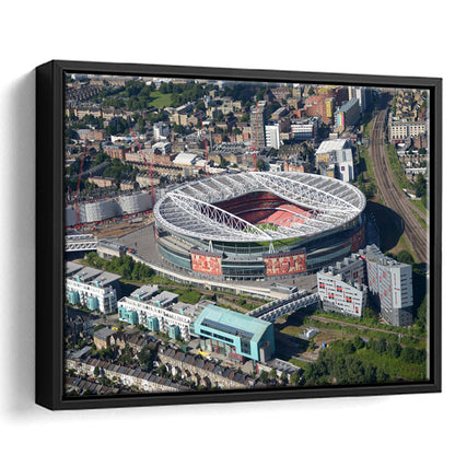 Emirates Stadium Aerial View, Stadium Canvas, Sport Art, Framed Canvas Print Wall Art, Floating Frame