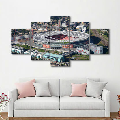 Emirates Stadium Aerial View, Stadium Canvas, Sport Art, Gift for him, 5 Panel, Large Canvas, Canvas Print Wall Art