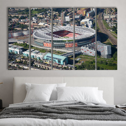Emirates Stadium Aerial View, Stadium Canvas, Sport Art, 5 Panel B, Extra Large Canvas, Canvas Print Wall Art