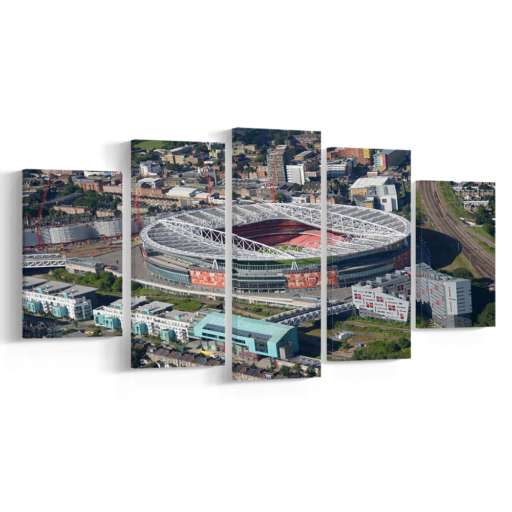 Emirates Stadium Aerial View, Stadium Canvas, Sport Art, Gift for him, 5 Panel, Large Canvas, Canvas Print Wall Art