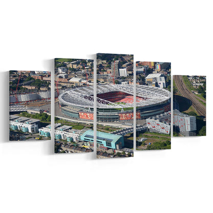 Emirates Stadium Aerial View, Stadium Canvas, Sport Art, Gift for him, 5 Panel, Large Canvas, Canvas Print Wall Art