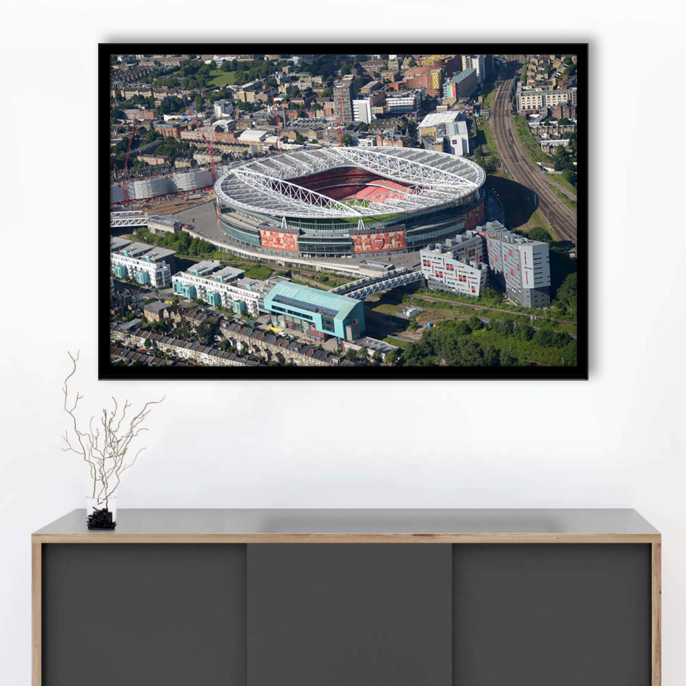 Emirates Stadium Aerial View, Stadium Canvas, Sport Art, Gift for him, Framed Art Print Wall Decor, Picture Framed