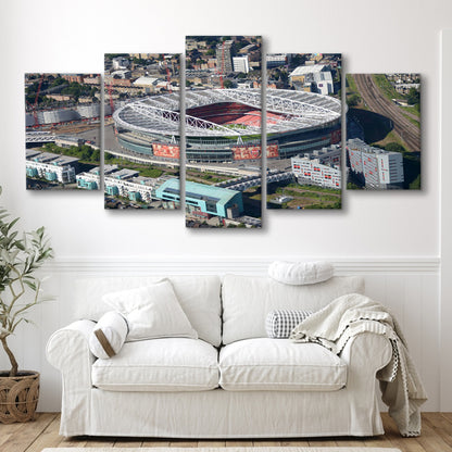 Emirates Stadium Aerial View, Stadium Canvas, Sport Art, Gift for him, 5 Panel, Large Canvas, Canvas Print Wall Art