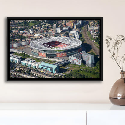 Emirates Stadium Aerial View, Stadium Canvas, Sport Art, Framed Canvas Print Wall Art, Floating Frame